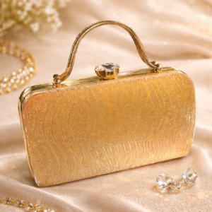 Aurora Gilded Wave Box Clutch – Crystal Crown Handle Edition