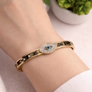 Guardian Aura Evil Eye Bangle – Crystal Pavé Gold Kada