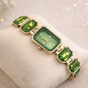 Royal Emerald Octagon Watch – Peridot Crystal Link Edition