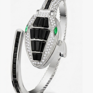 Serpent Secret Bracelet Watch – Midnight Onyx & Silver Chrome Edition