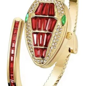 Serpent Secret Bracelet Watch – Ruby Red Baguette & Emerald Eye Edition