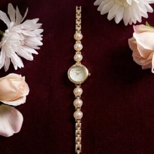 Pearl Enchantment Bracelet Watch – Victorian Gold & Cream Pearl Edition