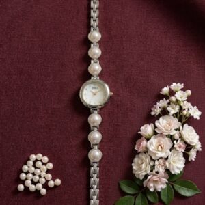 Pearl Enchantment Bracelet Watch – Sterling Silver Finish & Lustrous Pearl
