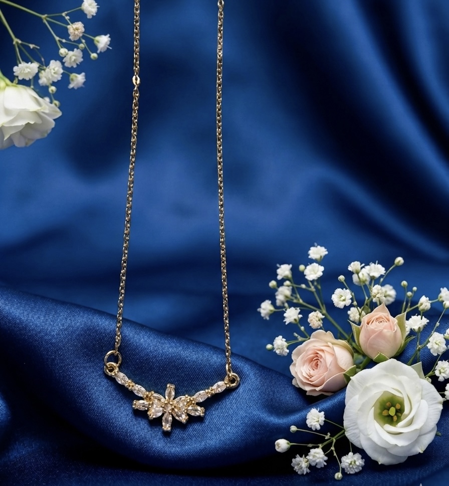 Blossom Arch Pendant – Marquise Crystal Floral Statement Necklace