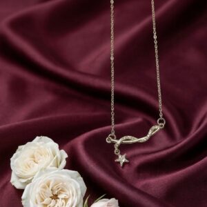Stellar Entwine Bar Necklace – Crystal Pavé Star & Twisted Gold Pendant