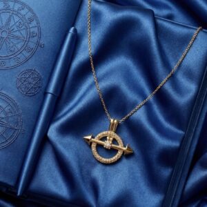 Cosmic Archer Medallion – Crystal Halo & Arrow Statement Necklace