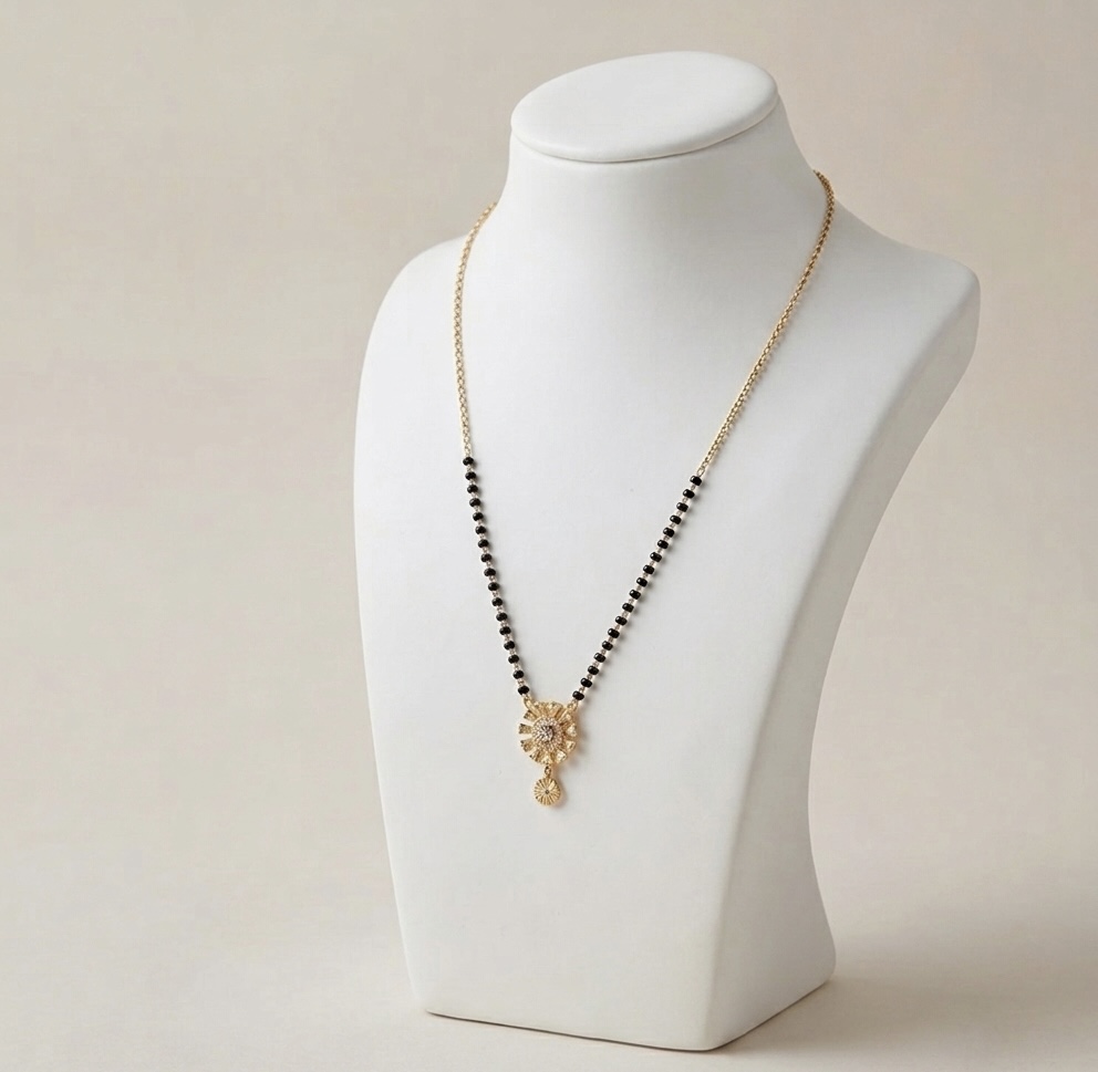Elegant Floral Motif Gold-Plated Mangalsutra